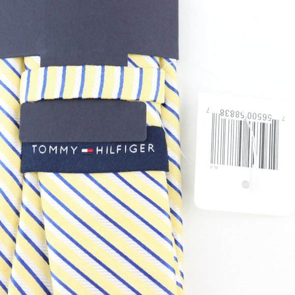 Tommy Hilfiger, Yellow and Blue Striped Men's Neck Tie - Picture 4 of 5